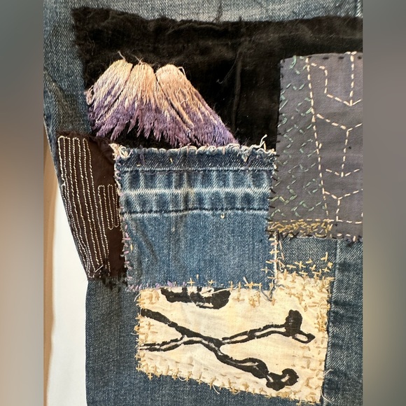 OOAK Jeans With Patches And Embroidery 32/32 - Picture 10 of 13